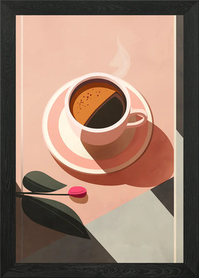 Rosa Morgen Kaffee Licht gerahmtes Wandbild Poster Leinwanddruck Bild