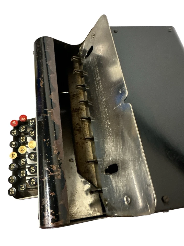 Antiguo contador dispensador The Lightning Coin Changer Co. Pat. Hecho en Chicago 1917 Foto 4 de 4