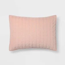 Standard Channel Stitch Velvet Quilt Sham Soft Blush - Threshold: