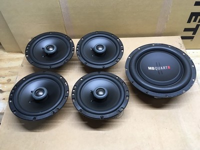 MB Quart system LOT: (1) DS1-204 8'' Subwoofer, (4) Formula FKB116 6.5'' speakers