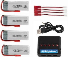 4pcs 3.7V 900mAh Li-Po Battery JST Plug for 8807 Selfie Fold Pocket Drone
