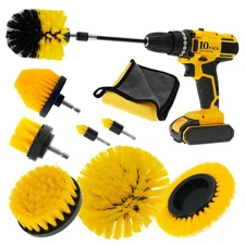 10 Pcs Drill Brush Attachment Set Power Cleaning Scrub Kit with Extend Long All