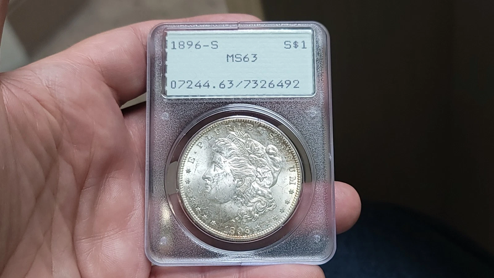 1896-S Morgan Dollar $1 PCGS MS63 Rattler Holder — Original Green Label RARE!!