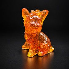Yorkie with Bow Dog Figurine 7 cm Baltic Amber Handmade Made in USA KIZIMA