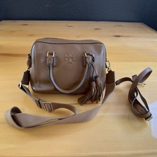 Tory Burch Thea Mini Web Satchel Brown/Moose Leather With Extra Strap