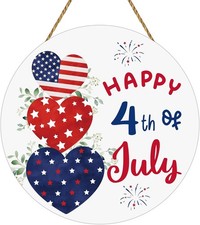 4th of July Decorations Patriotic Decorations Heart Patriotic Wreath Hanging NEW