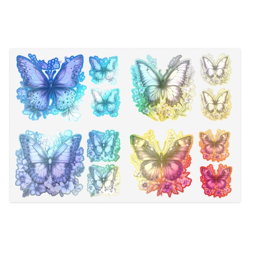 Lila Schmetterling Stickerbögen - Blumendekor für Zeitschriften, Scrapbooking, [...] - Bild 10 von 13
