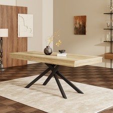 Extendable Kitchen Dining Table 140-180cm with Thickened MDF Top & Cross Legs