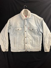 VTG 80s Levis Denim Jean Jacket Mens M Sherpa Lined USA Light Wash Trucker