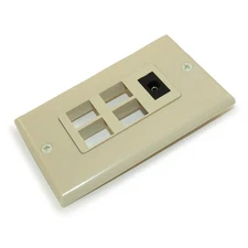 Wallplate: Toslink Optical (Female/Female) + 4 Hole Keystone  Ivory
