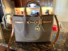 Michael Kors MK Logo Brown Satchel Top Handle...