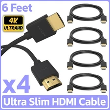 4 Pack Slim HDMI Cable 6FT Thin HDMI 2.0 Male Video Cord 4K 2K PC Mac TV Monitor