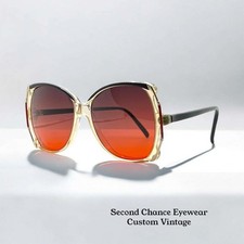 SOPHIA LOREN Oversized Vintage Sunglasses w/New, Custom Dark Grey/Orange Lenses