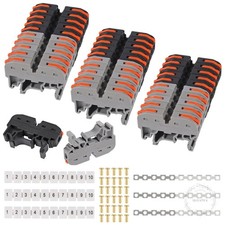 DIN Rail Terminal Blocks Kit, 30PCS Universal Compact Wire Wiring Connector