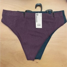 New Womens No Boundaries 2 Pack Seamless Lurex Thongs Gem Slate/Dk Amethyst XXXL