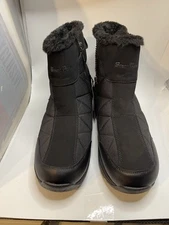 New Silent Care Winter Snow Boots Mens Sz 12 Black Waterproof MidCalf Side Zip A