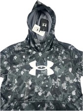Under Armour Youth Fleece Large Gray/Black Camo Hoodie Athletic Sweatshirt