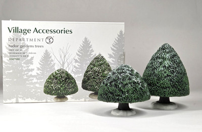 Dept 56 Village TUDOR GARDENS TREES Set of 2 Landscape Shrub Bush 4  & 3  NEW