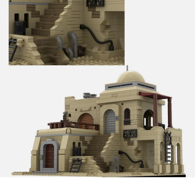 MOC 123093 Set Empire Tatooine Villa, kann man schön mit Lego Figuren und Sets