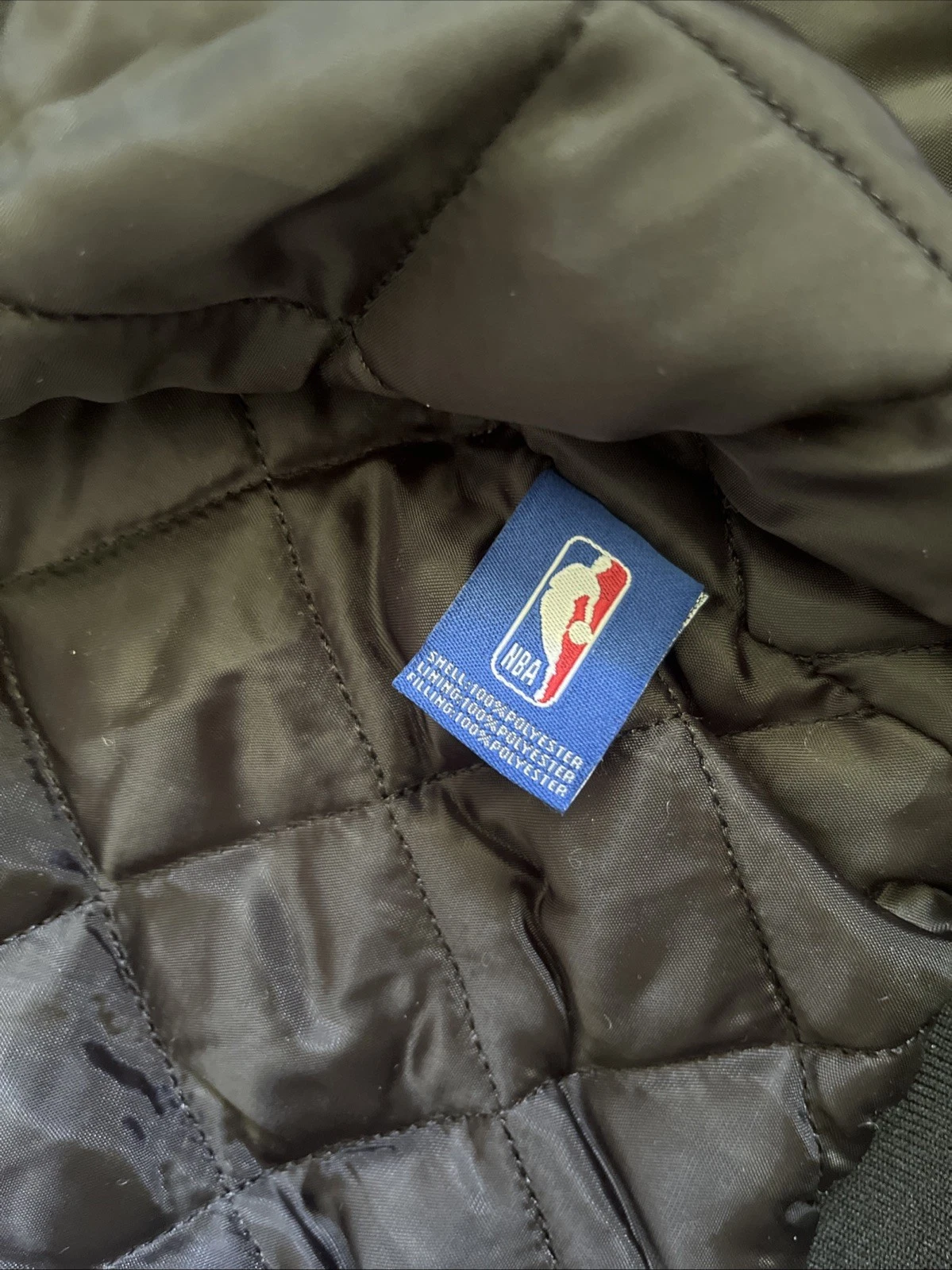 Official Satin NBA Brooklyn Bomber Varsity Snap Jacket Men's Size S Black NWT - product detail image 7