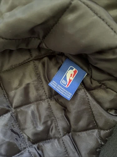 Official Satin NBA Brooklyn Bomber Varsity Snap Jacket Men's Size S Black NWT image 7