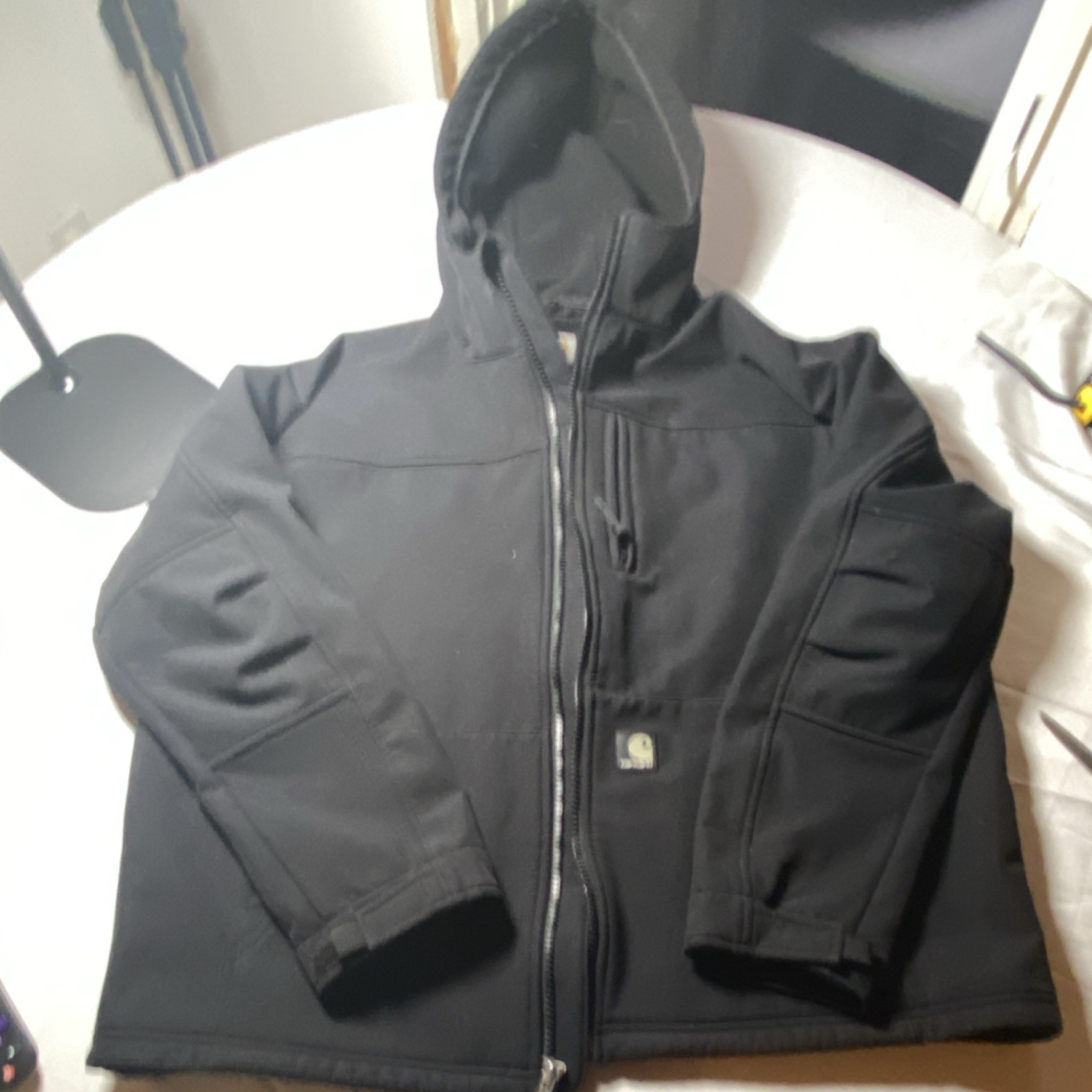 Carhartt Black Full Zip Hooded Jacket Men's Casual Solid Size Regular