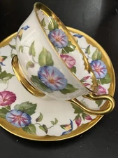 Vintage Royal Chelsea Morning Glory Bone China Cup Saucer Set