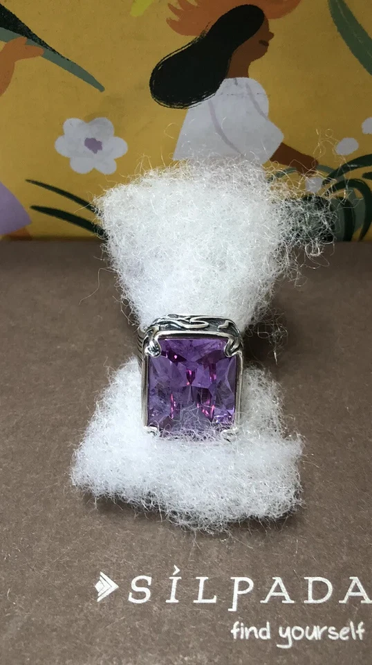 Anillo de cóctel Silpada de plata esterlina 925 lavanda Fields circonita cúbica talla 8,5 R2001 Foto 2 de 4