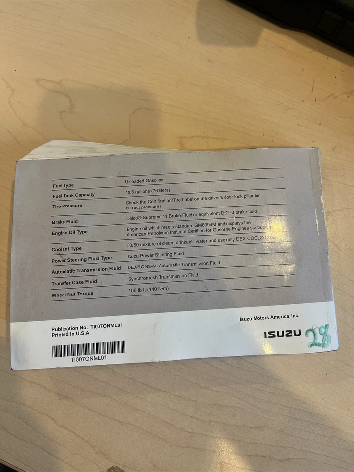 Isuzu I-290/I-370 2007 manual del propietario Foto 2 de 2