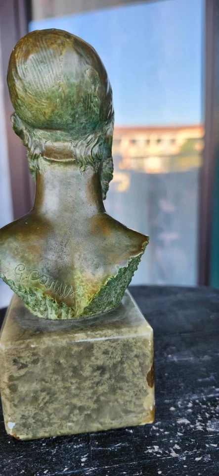 Bronzo di Riace statua ''B'' testa in bronzital argentata con base in marmo - Immagine 2 di 4