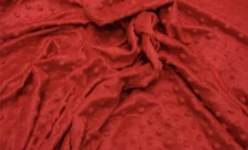 Red Minky Dimple dot soft cuddle fabric by the yard 60" wide
