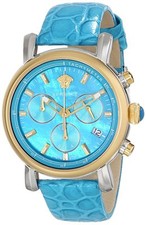 Versace Women's VLB040014 Day Glam Chronograph Luminous Gold IP Leather Watch