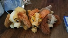 3 Disney Lady  The Tramp Plush Cocker Spaniels Stuffed Animal Toy Dogs