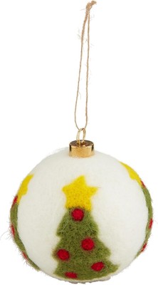 Mud Pie Wool Ball Ornament, Tree, 4 1/2'' Dia