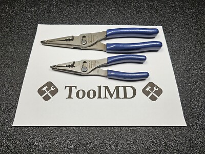 Snap-on Tools NEW 2pc POWER BLUE 7" & 9" Long Nose Slip Joint Pliers ...