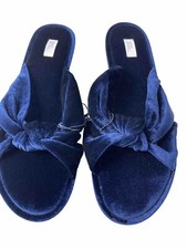 Stars Above Gracie Slip On Knotted Velvet Slipper Navy Blue XL 11/12 New