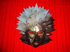 MASCHERA VENEZIANA ORIGINALE "SOLE" IN CERAMICA CON ORO E GLITTER VINTAGE '80