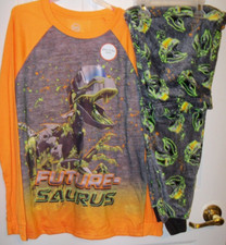 Glow In Future Dinosaur 2 Piece Flame Resistant Pajama PJ Boys Size 18 NWT