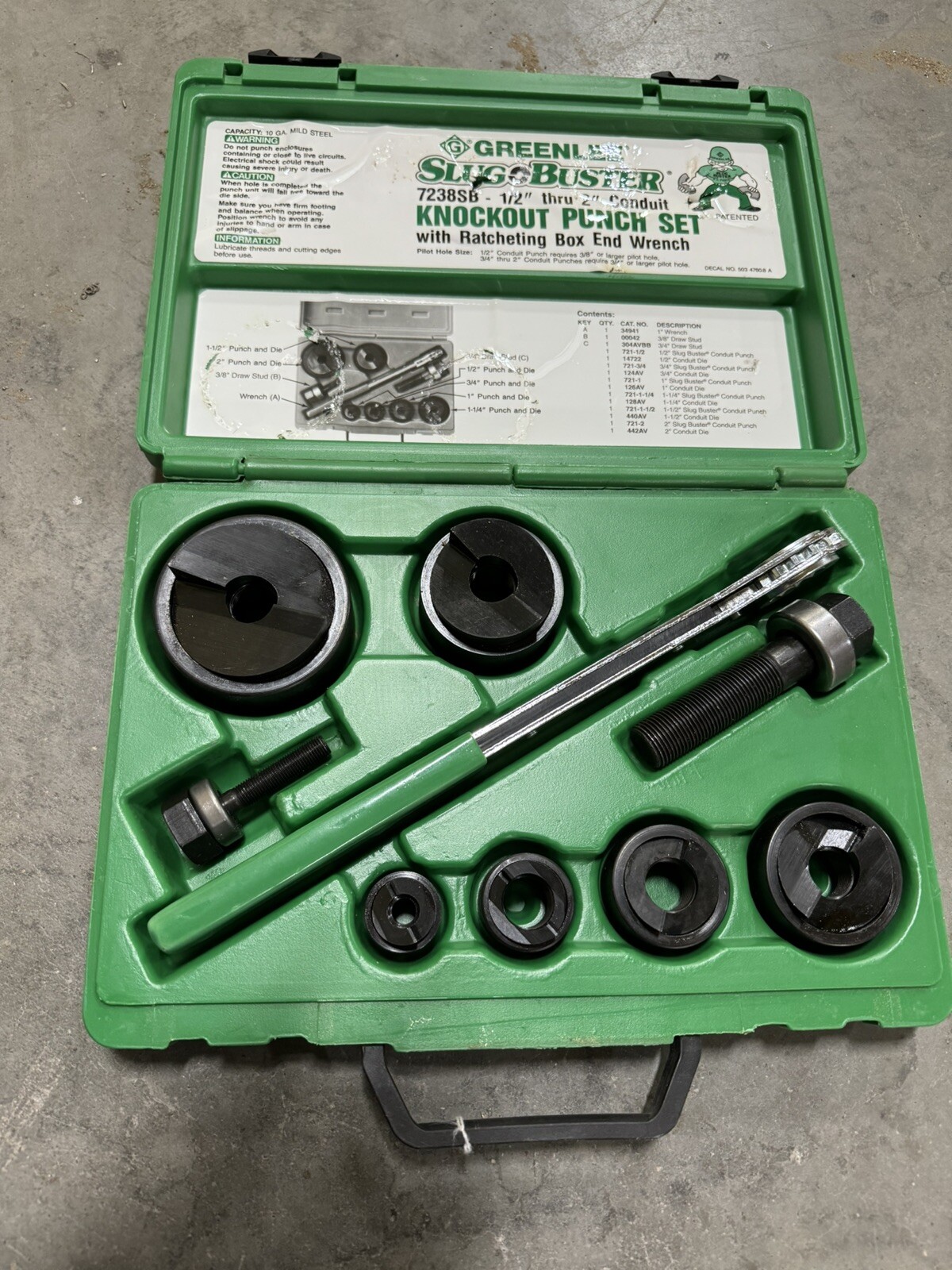 Greenlee Slug Buster 7238SB Knockout Punch Set 1/2”2” Conduit eBay