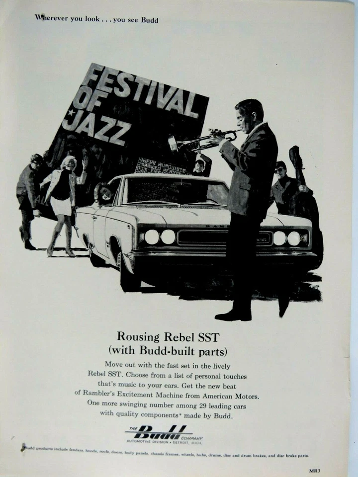 Budd Jazz Festival Rambler Rebel SST 1967 anuncio impreso original vintage 8,5 x 11" Foto 3 de 4