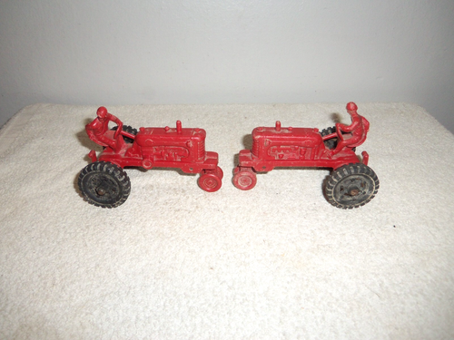 Vintage lot of (2) 1960's Marx "Tractors w/Drivers" (1:32) Molded Plastic