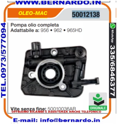 POMPA OLIO ORIGINALE CON VITE SENSA FINE MOTOSEGA EFCO 156 162 165HD MT6300