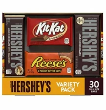 Hershey's Variety Pack Milk Chocolate Candy 30 Packs EXP 05/2026