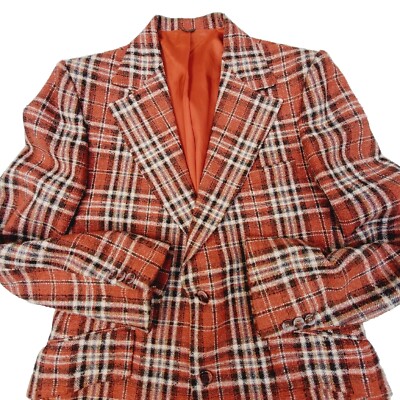 Smiths Calif Men Vtg MCM Retro 50/60s Plaid Nubby Wool Jacket