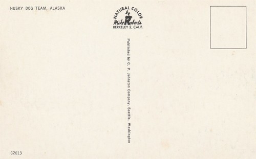 Vintage Postcard Husky Dog Team Alaska Unused 1960's - Picture 2 of 2