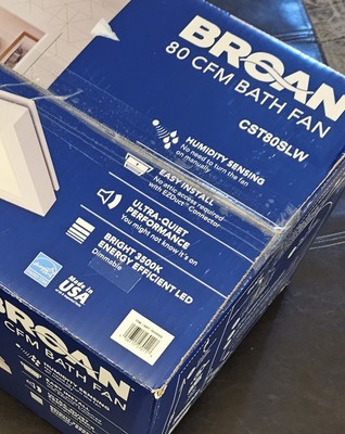 Broan CST80SLW Humidity Sensing Ventilation Fan with LED Light - White for  sale online | eBay