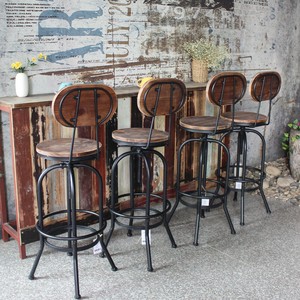 Details About Ikayaa Industrial Desgn Metal Bar Stool Wood Top Adjustable Swivel Chair A6w3
