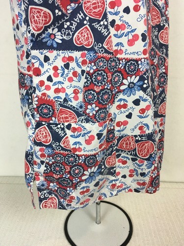 Barco Womens Scrub Top Size S White Blue Red Hearts Cherries Pockets V neck - Picture 3 of 14