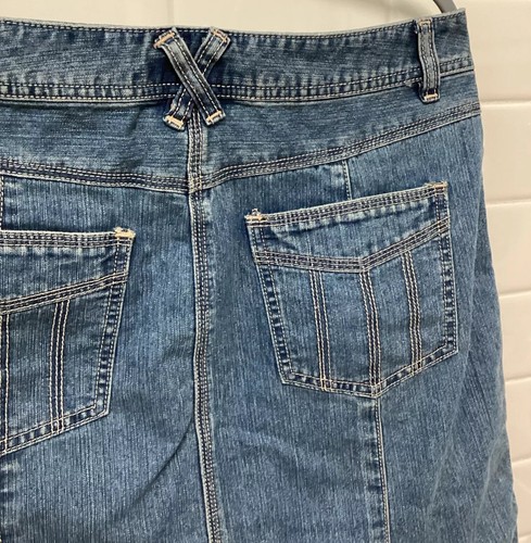 Maxi Flared Denim Jean Skirt Cottagecore Sz 12 Bohemian Festival Long Boho Flowy - Picture 5 of 9