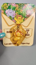 Vintage Avon Zip A Zoo Lovable Lion Zipper Pull Charm 1983 NOS